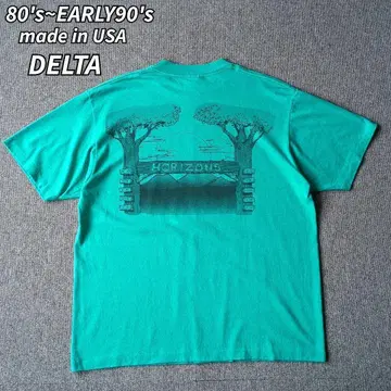 USA제 80s 90s DELTA 티셔츠 터콰이즈 빈티지