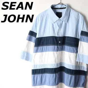SEAN JOHN 숀 존 반팔 셔츠 보더 스카이블루