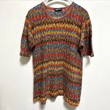 MISSONI 멀티 컬러 지그재그 니트 반팔 셔츠 A 스타일
