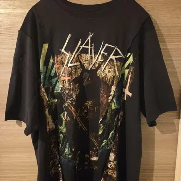 SLAYER 구제 의류 티셔츠 패치워크 밴딩 티셔츠