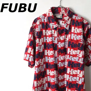 PLATINUM FUBU 플래티넘 후부 반팔 셔츠 올 패턴 레드 L