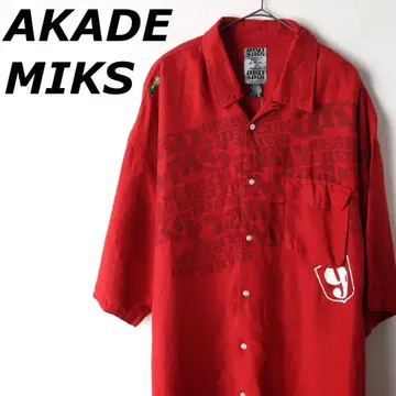 AKADEMIKS 아카데미쿠스 반팔 셔츠 오픈 카라 빅 로고 레드 2XL