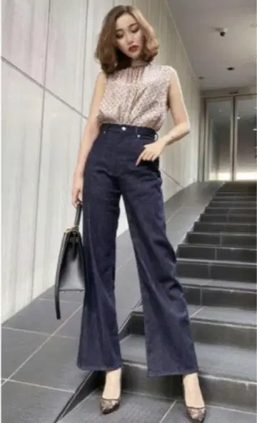 셰리에 sheller 하이 라이즈 와이드 레그 데님 청바지