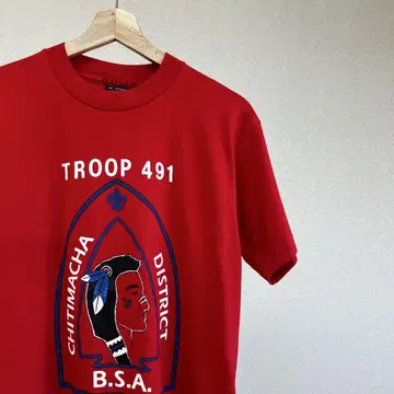 90s USA제 빨간색 인디언 프린트 티셔츠 반팔 빈티지
