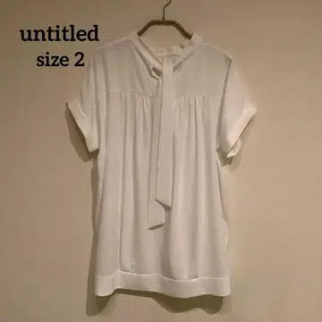 untitled 리본 포함 반팔 블라우스 사이즈 2