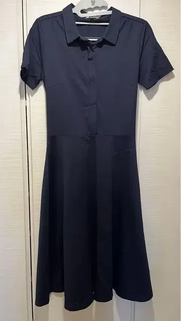 새상품급 Mackintosh 네이비 블루 반팔 셔츠 드레스 무릎 기장
