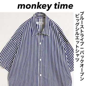 monkey time 빅 실루엣 셔츠 블루 스트라이프