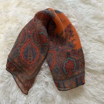 ETRO 에트로 실크 반다나 페이즐리 무늬 오렌지 계열