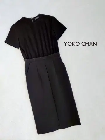YOKO CHAN 블랙 반팔 무릎 기장 원피스