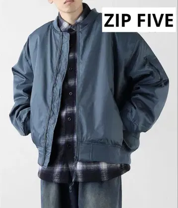 ZIP FIVE 오버 사이즈 패딩 MA-1 자켓 밀리터리 블루종