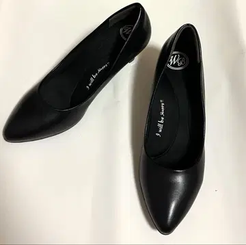 블랙 스틸레토 펌프스 미들 힐