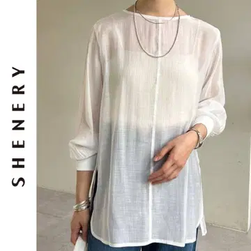 새상품 SHENERY 백 버튼 시어 튜닉 시너리 화이트