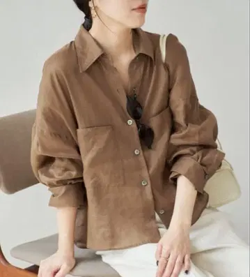 Prage 라미 리오셀 크롭 셔츠 브라운 완판