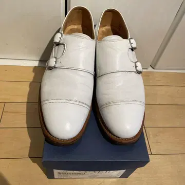 SANDERS 화이트 가죽 더블 몽크 슈즈 GB 7.5