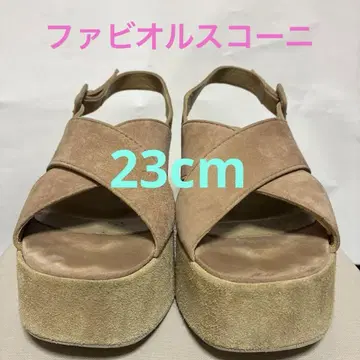 파비올루스콘이 옅은 핑크 크로스 스트랩 통굽 샌들 36 23cm