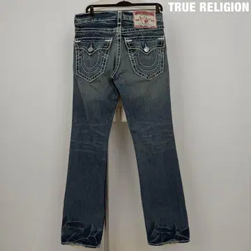 TRUE RELIGION RICKY SUPER T 초와이드 스티치 데님