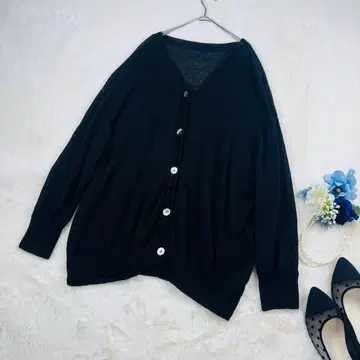 fashfren 린넨 빅 가디건 린넨 블랙 겉옷 롱 가디건