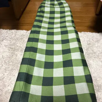 드로어 Drawer 실크 혼방 롱 스커트 체크 그린