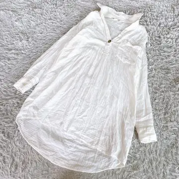 ZARA 자라 코튼 거즈 롱 셔츠 원피스 오버 사이즈 화이트