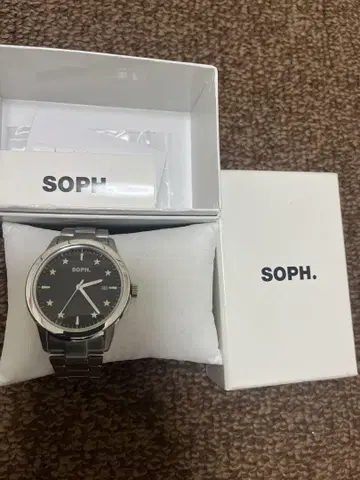 SOPH. 스테인리스 스틸 블랙 다이얼 시계
