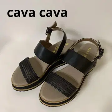 cava cava 블랙 스트랩 샌들 통굽
