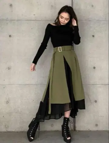 ENVYM 비대칭 롱 스커트