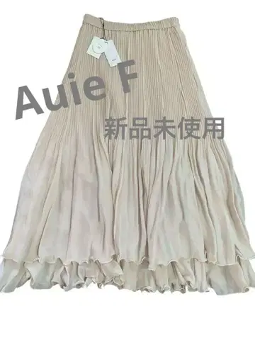 Auie F 플레어 플리츠 스커트 베이지 밴딩 M 사이즈