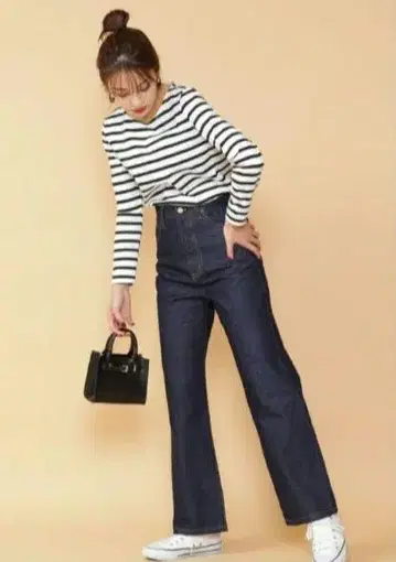 하이 웨스트 와이드 스트레이트 데님 팬츠