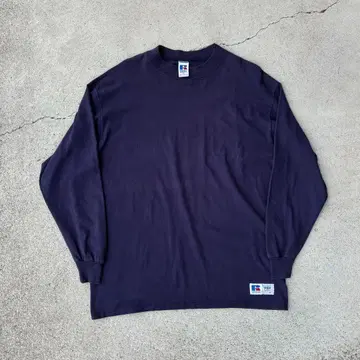 USA제 러셀 애슬레틱 90s 두꺼운 롱 T 셔츠 퍼플네이비 빈티지 XL