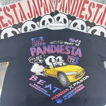 (25) PANDIESTA 팬더 혼다 BEAT 자수 티셔츠 (블랙)