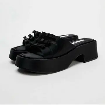ZARA 자라 리본 플랫폼 샌들 통굽 힐 플랫