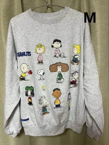 PEANUTS 맨투맨 그레이 스누피 M 시퀀스 속기모