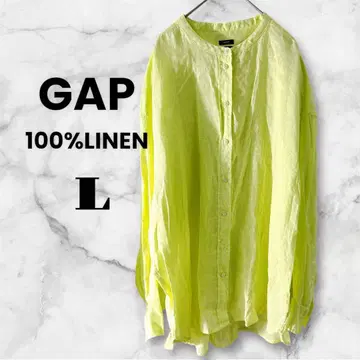 빅 사이즈] GAP 100% 린넨 밴드 카라 오버 사이즈 셔츠 L