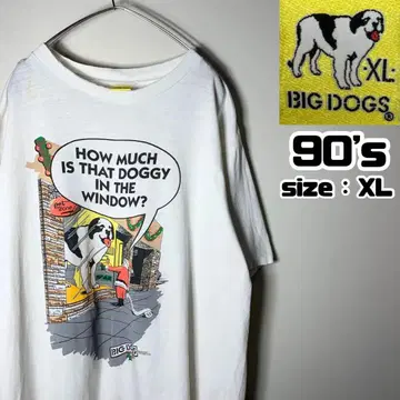 90s 구제 의류 BIG DOGS 티셔츠 프린트 애니멀 개 캐릭터 XL
