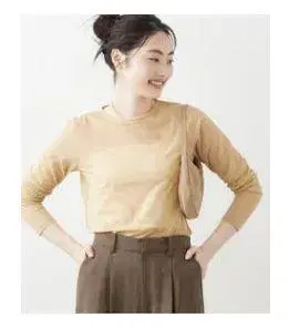 새상품급 JANE SMITH SHEER CREW NECK 베이지