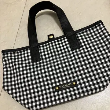 BLUE LABEL 체크 무늬 토트백