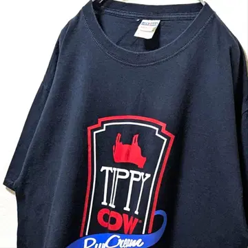 저지 티피 카우 라무 크림 빅 로고 티셔츠 블랙 검정 L 구제 의류
