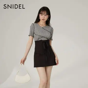 SNIDEL 레이스업 스커트 숏 팬츠 SWFP231188 블랙