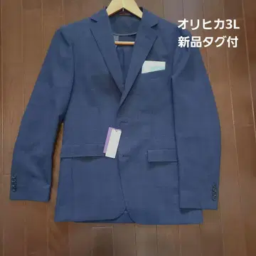오리히카 남성용 자켓 미사용 택 포함 네이비 체크 3L