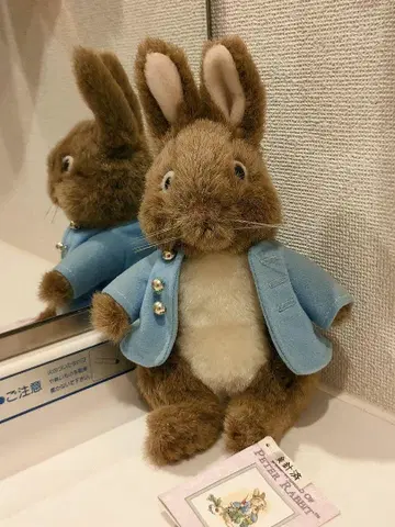 택 포함 새상품 피터 래빗 봉제 인형 본체 버튼 포함 블루 자켓
