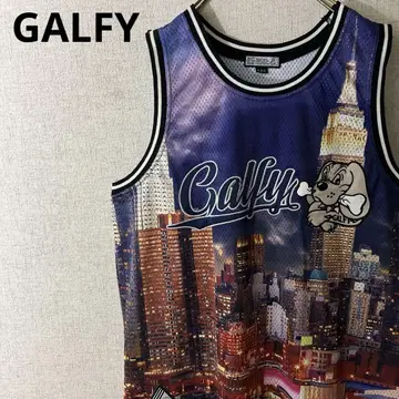 GALFY GALFY 메쉬 탱크탑 도시 풍경 프린트 대형 개
