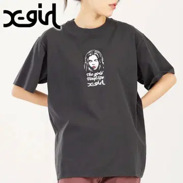 xgirl VINYL LIP FACE S/S TEE (반팔/차콜)