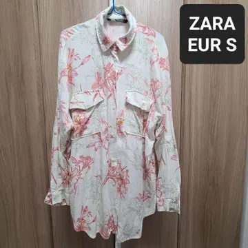 ZARA 린넨 블렌드 플로럴 프린트 오버 사이즈 셔츠