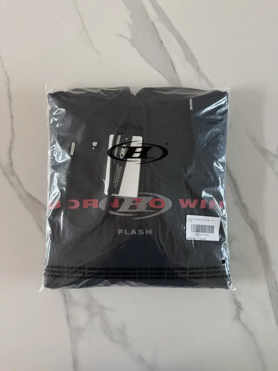 (New product) Born To Win Silver B Overlap Hoodie Black Gym Wear