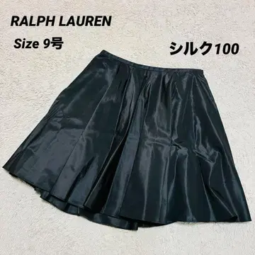 RALPH LAUREN 실크 플리츠 스커트 9호 블랙 실크 100