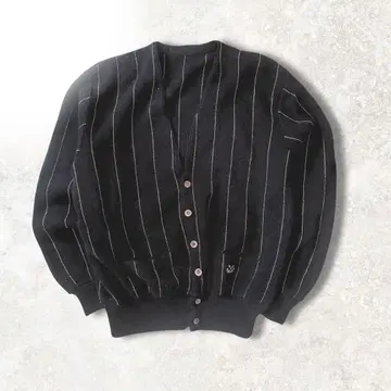 90's 빈티지 가디건 스트라이프 패턴 블랙 레트로 모드
