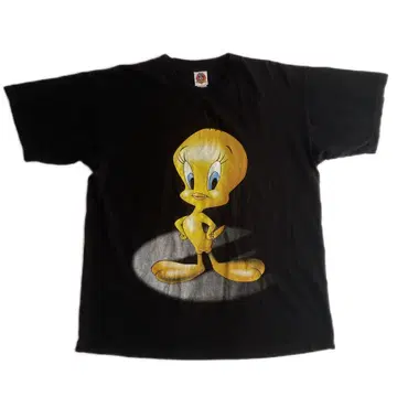 90s 루니툰 투이티 티셔츠 XL 블랙 구제 의류 애니메이션 T