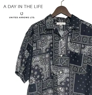 A DAY IN THE LIFE 페이즐리 무늬 반팔 셔츠 XL 네이비