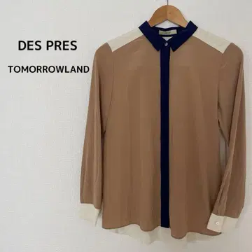 새상품급 투모로우랜드 데프레 DES PRES 실크 블라우스 바이컬러