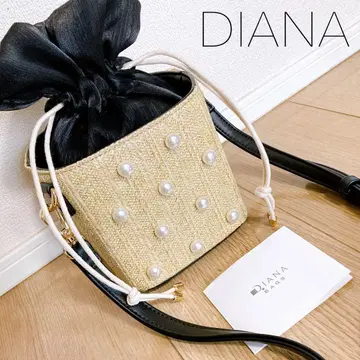 미사용 DIANA 펄 장식 복조리 바스켓백 숄더백